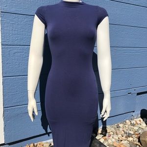 Navy blue bodycon dress with back eyelet